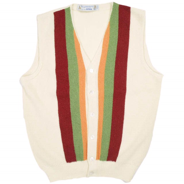 FANNI LEMMERMAYER ファンニレマメイヤー オーストリア製 BEAMS CUSTOM ORDER ALPACA STRIPE KNIT VEST パール編み 4色縞模様 アルパカニットベスト 購入注文大きさ MULTI プルオーバー トップス【中古】【FANNI LEMMERMAYER】