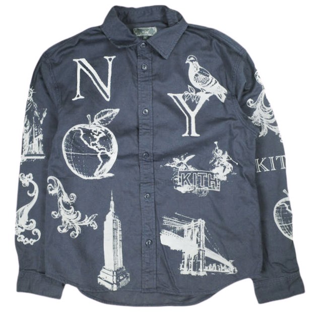 KITH NYC キスニューヨークシティ 25AW NY Symbols Graphic Apollo Shirt ニューヨークシンボルグラフィック アポロシャツ 25050060002230 XS Nocturnal 長袖 トップス【中古】【KITH NYC】