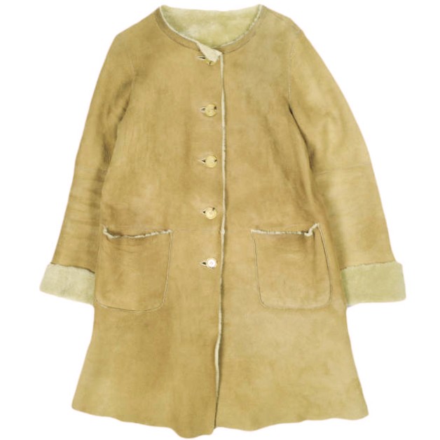 UNKNOWN アンノウン イギリス製 ノーカラームートンコート 64-19-0072-594 8 Light Brown 定価253,000円 アウター【中古】【UNKNOWN】