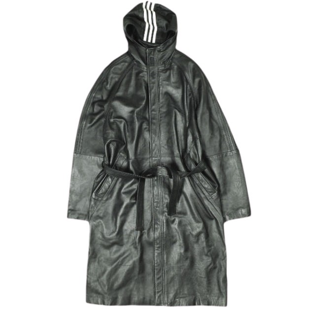 KITH NYC x adidas キスニューヨークシティ アディダス 25SS 別注 Football Stadium Coat レザー フットボールスタジアムコート JD7940 M BLACK 革ジャン 定価275,000円 アウター【新古品】【中古】【KITH NYC × adidas】