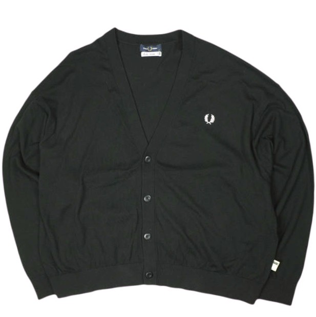 SSZ x FRED PERRY エスエスズィー フレッドペリー 25AW 別注 オーバーサイズ ハイゲージVネックカーディガン CARDIGAN 11-15-1917-060 / FZ3268 XL BLACK BEAMS ニット トップス【中古】【SSZ × FRED PERRY】