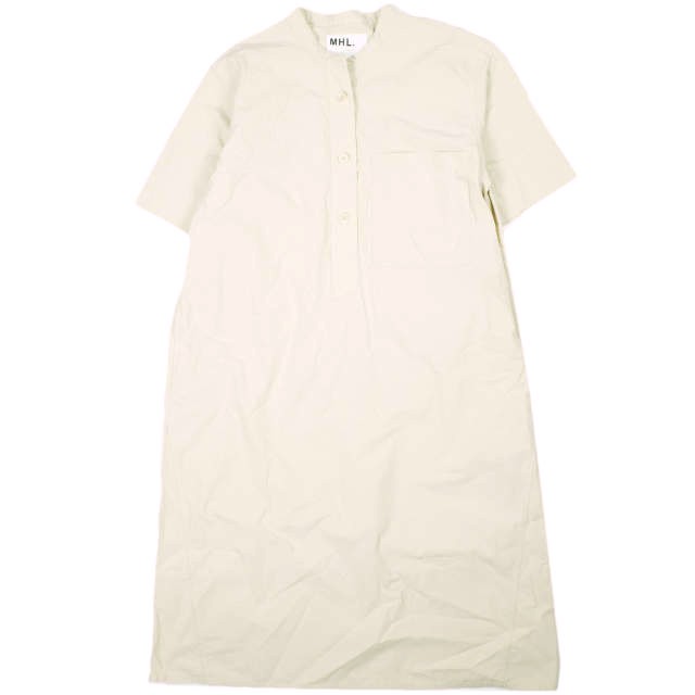 MHL. エムエイチエル マーガレットハウエル 25SS COTTON CORD SHIRTING OP オーガニックコットン プルオーバーシャツワンピース 595-5157500 1 ECRU 半袖 トップス【中古】【MHL.】