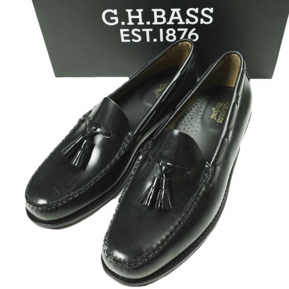 G.H.BASS ジーエイチバス 11015H LARKIN (LEATHER SOLE) ラーキン タッセルローファー US10.5(28.5cm) BLACK Weejuns レザー 革靴 シューズ【新古品】【中古】【G.H.BASS】