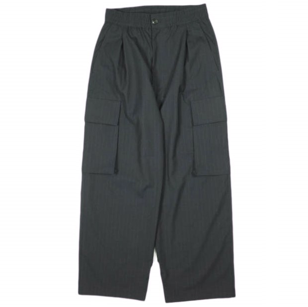 IMA:ZINE x SHO NAGATA イマジン ショウナガタ 別注 日本製 Massive Easy Cargo Slacks ピン縞模様 トロピカル羊毛 イージーカーゴスラックス IMA23 214 L NAVY STRIPE ズボン下 ボトムス【中古】【IMA:ZINE × SHO NAGATA】