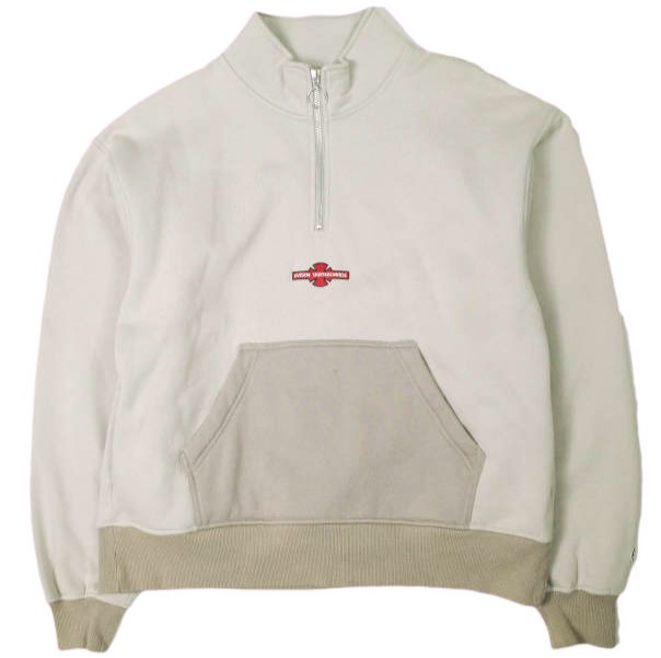 Evisen skateboards x INDEPENDENT エビセンスケートボード 自営 21AW 別注 STAND COLLAR SWEAT 裏起毛 スタンドカラースウェット M Rose Gray 調教師 ハーフジップ ロゴタイプ刺しゅう ティーシャツ トップス【中古】【Evisen skateboards × INDEPENDENT】