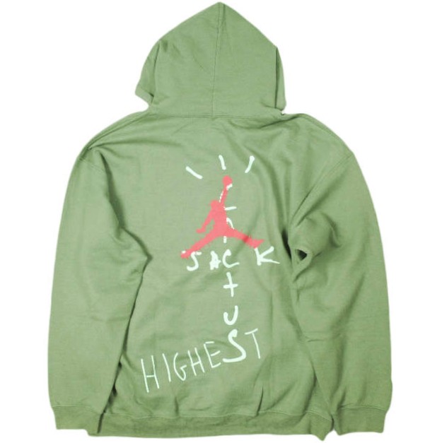 Travis Scott x NIKE JORDAN トラヴィス・スコット ナイキ ジョーダン 別注 CACTUS JACK HIGHEST HOODIE カクタスジャック 裏起毛 スウェットプルオーバーパーカー L OLIVE JORDAN BRAND トップス【中古】【Travis Scott × NIKE JORDAN】