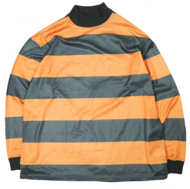 SHIDEN シデン 紫電 25AW L/S Mock Neck Tee - Stripe Mesh 間借り人メッシュ モックネックロングスリーブティーシャツ RW837 L ORANGE/BLACK 長袖 ネペンテス トップス【中古】【SHIDEN】