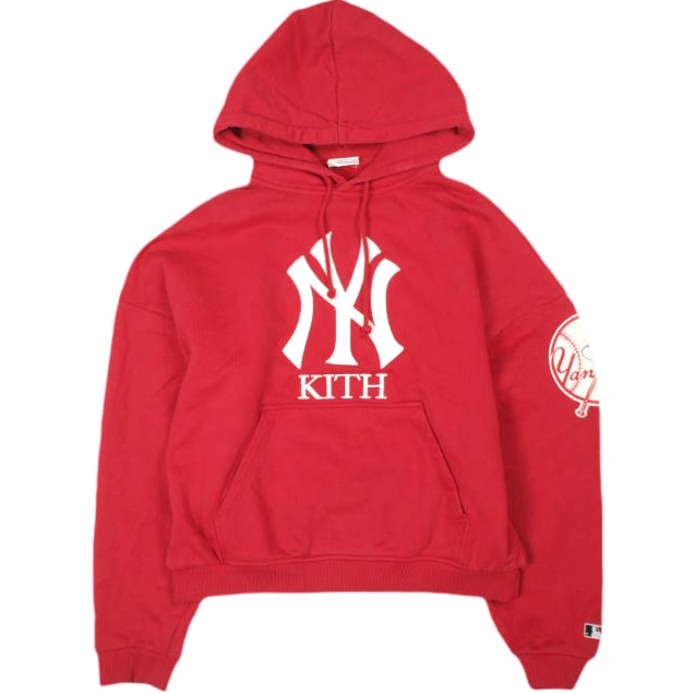 KITH NYC x The New York Yankees キスニューヨークシティ ザ ニューヨーク州ヤンキース 25AW 別注 Plush Fleece Cropped Braxton Hoodie プラッシュフリース クロップドブラックストンフーディー 25072060002630 S Fame MLB ティーシャツ パーカー トップス【中古】