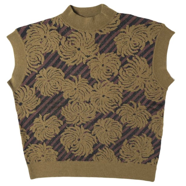 DRIES VAN NOTEN ドリスヴァンノッテン 25AW TEPIC 2731 W.K.SWEATER フローラルジャガード ニットベスト 252-011238-2731-606 S KHAKI セーター 定価112,200円 ノースリーブ トップス【新古品】【中古】【DRIES VAN NOTEN】｜USED SELECT SHOP Loop店