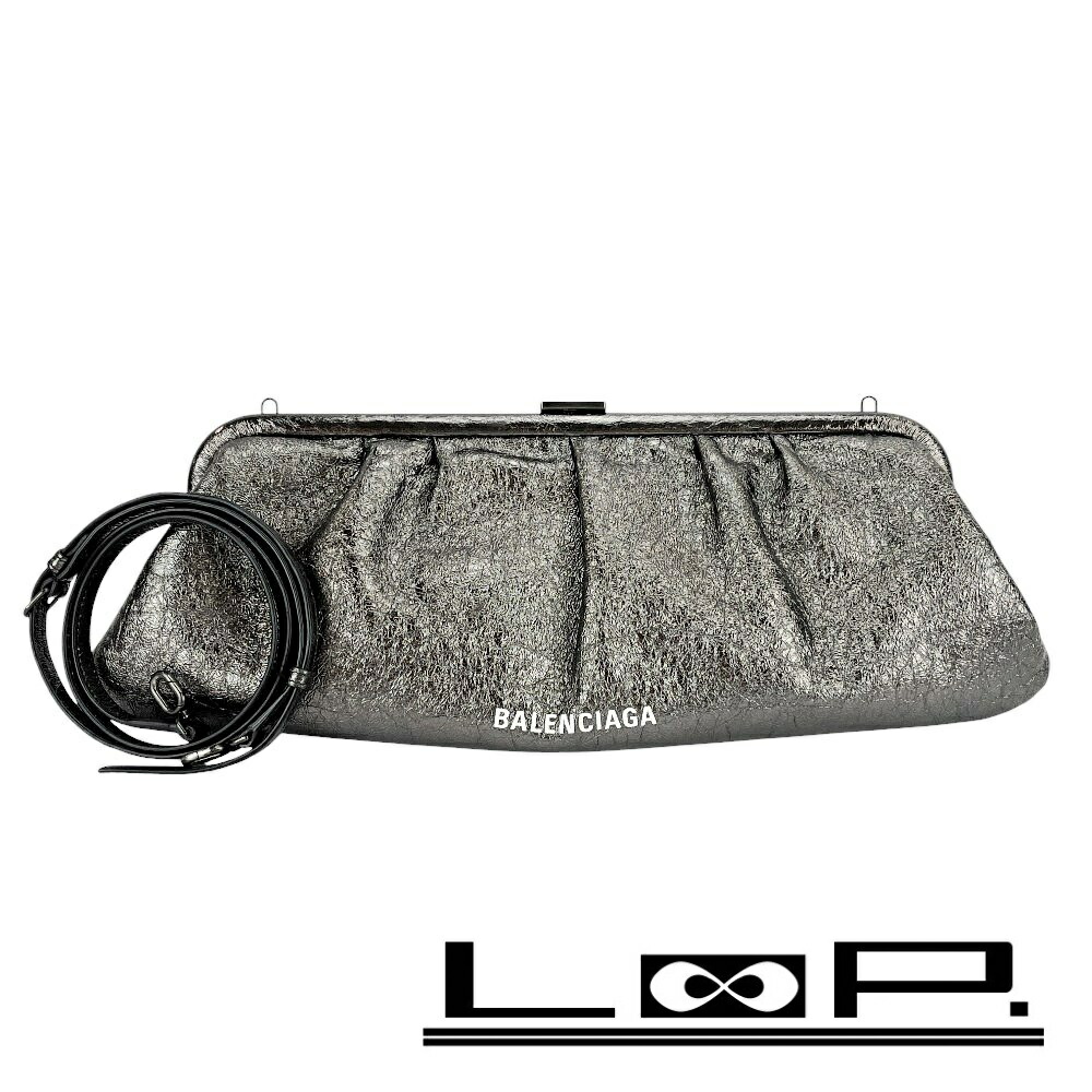 ◆SALE◆ バレンシアガ ■美品■ クラウド XL クラッチ バッグ セカンドバッグ がま口 レザー ブラック 【408304】7 【中古】