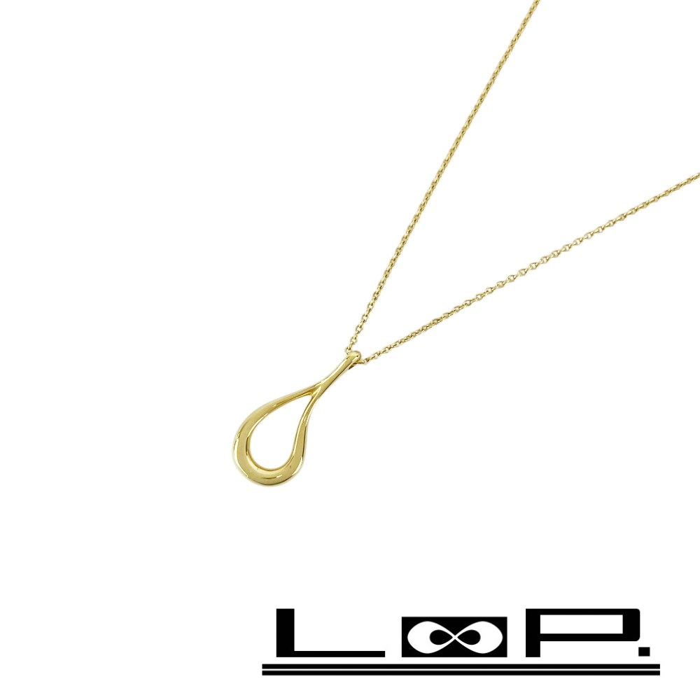 ティファニー ■新同■ オープン ティアドロップ ネックレス アクセサリー ゴールド K18 重さ約1.9g 【600104】11 【中古】