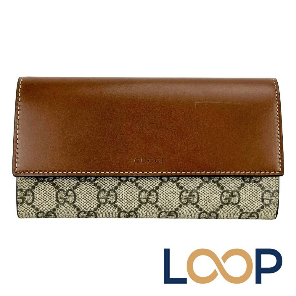 グッチ ■新同■ 長紙入れ ウォレット なめし革 GGスプリーム 赤銅色 箱【665806】13 【中古】