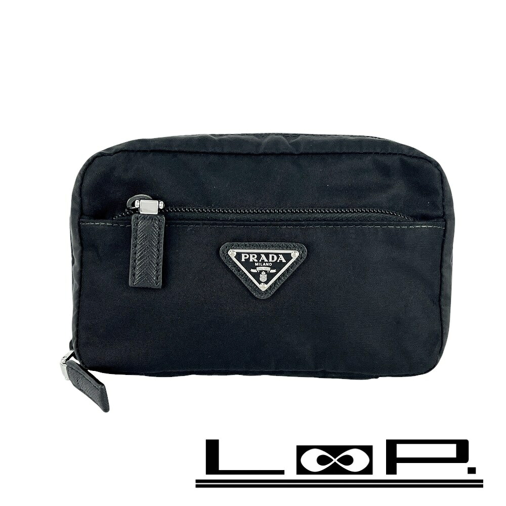 ◆SALE◆ プラダ ■美品■ ポーチ メイク 化粧 小物入れ メッシュ ナイロン ブラック 【415210】1 【中古】