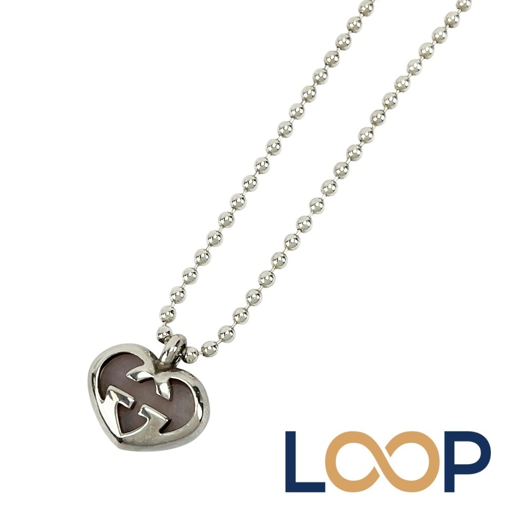 グッチ ■美品■ インターロッキング ハート ネックレス アクセサリー SV925 シルバー ピンク【689710】13 【中古】｜LoopLand 店