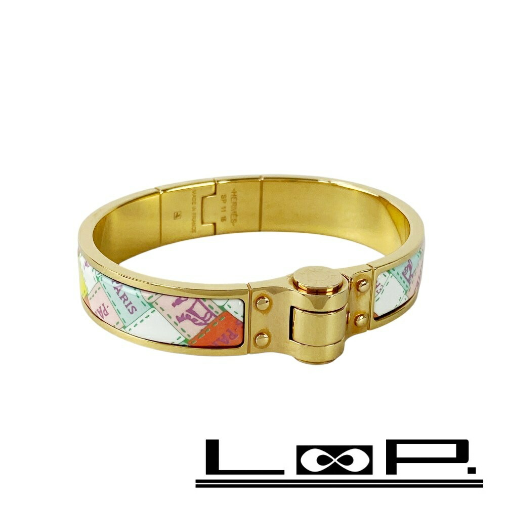 ◆SALE◆ エルメス ■美品■ シャルニエール PM ボルデュックチェック バングル 七宝焼き GP マルチカラー ローズゴールド 箱 【453212】7 【中古】 32,747円