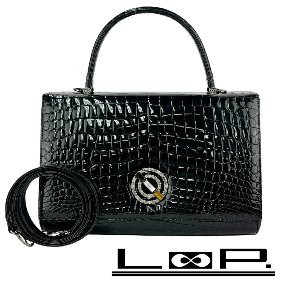 コンテス ■新同■  2WAY 御手手 肩先 御徒面子 クロコダイル 黒いこと 【563812】8 【中古】