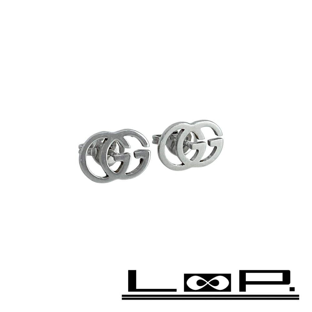 グッチ ■美品■ GGランニング スタッズ ピアス アクセサリー ホワイトゴールド K18 750 WG 1.8g 【599712】12 【中古】