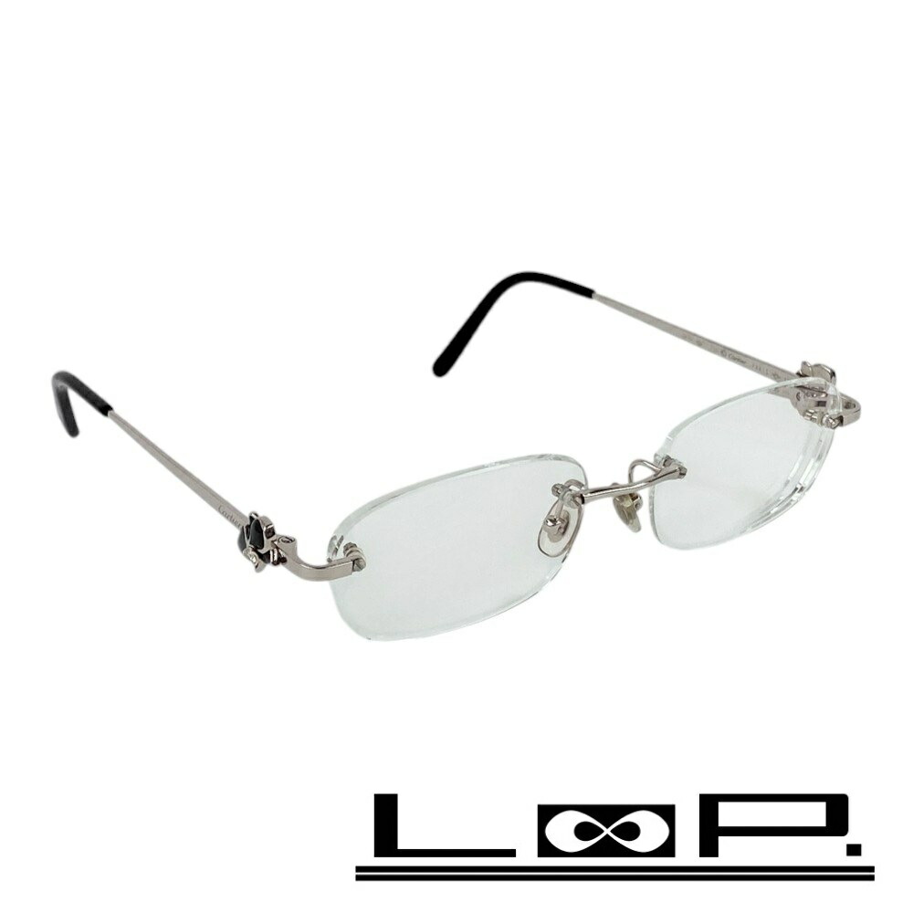 ◆SALE◆ カルティエ ■美品■ メガネ 度入り口・入口 眼鏡 2P 金剛石 しろがね色 黒いこと WG750 □16 24.6g 3885529  【327315】2 【中古】