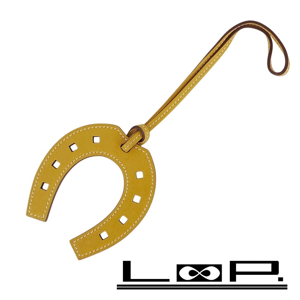 エルメス ■新同■ ホースシュー バッグ チャーム キーホルダー レザー ベージュ 【579424】9 【中古】