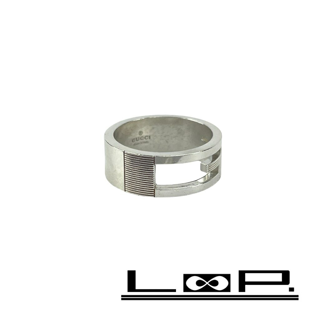 ◆SALE◆ グッチ ■美品■ ブランテッド G ロゴ カットアウト リング 指輪 アクセサリー シルバー SV925 ＃18 【496325】10 【中古】