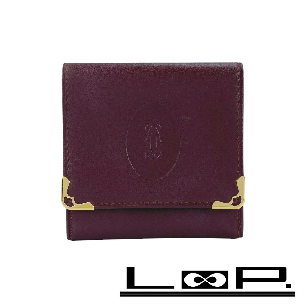 ◆SALE◆ カルティエ ■中古■ マスト コインケース 財布 小銭入れ レザー ボルドー 箱 【422232】5 【中古】