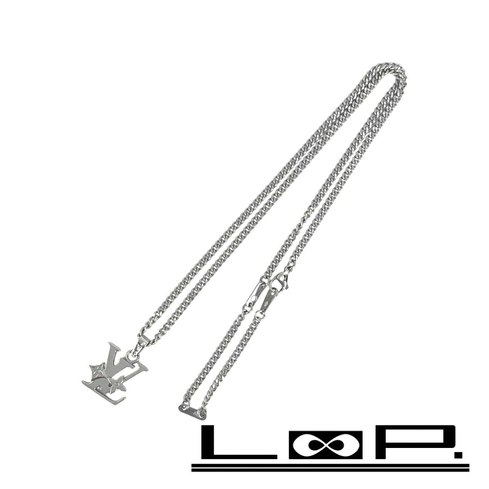 ルイヴィトン ■美品■56cm■ モノグラム ロウ ネックレス ロング アクセサリー SS シルバー M02254 【571732】10 【中古】