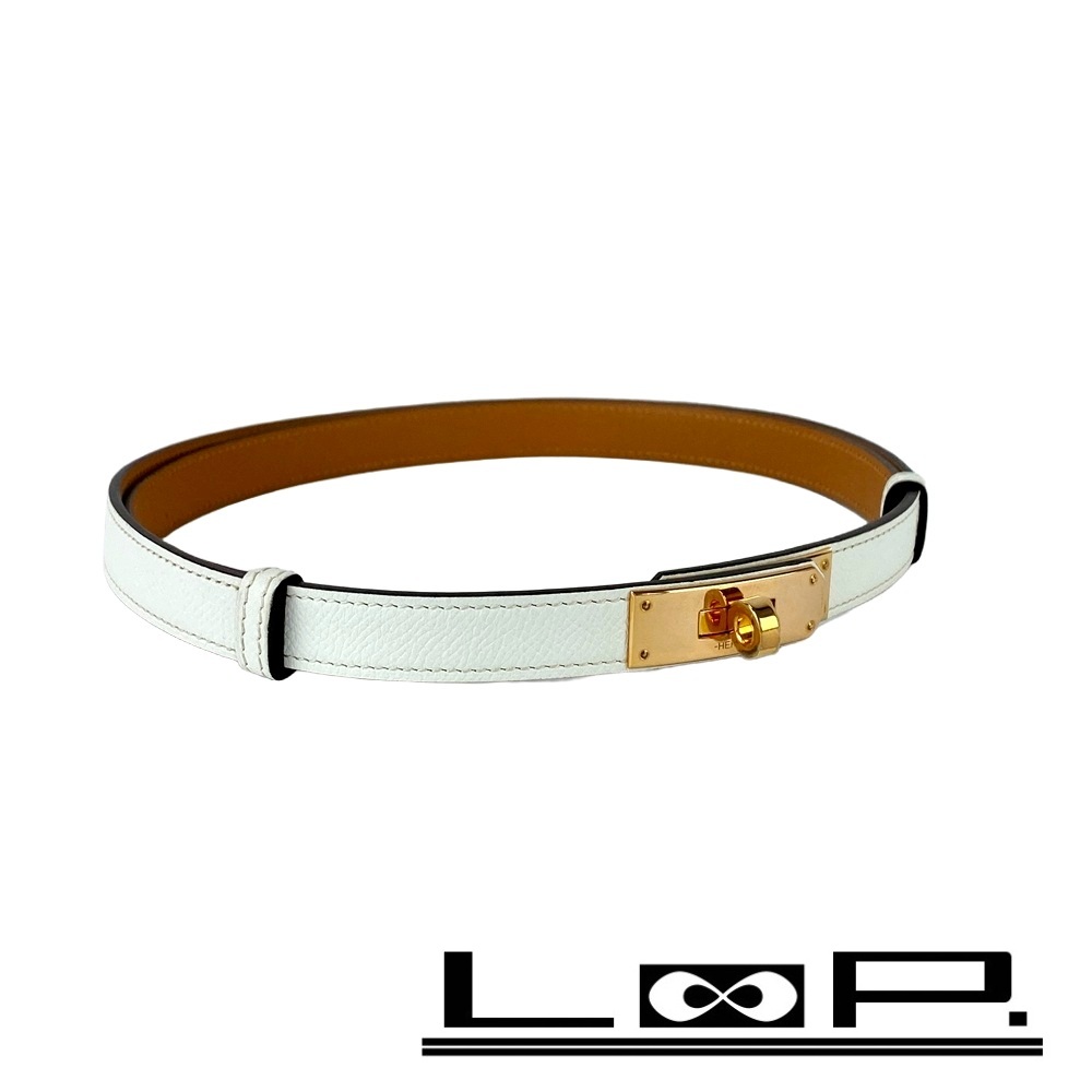 エルメス ■美品■ ケリー ベルト 18 ファッション エプソン ホワイト ローズゴールド A刻 【597435】12 【中古】