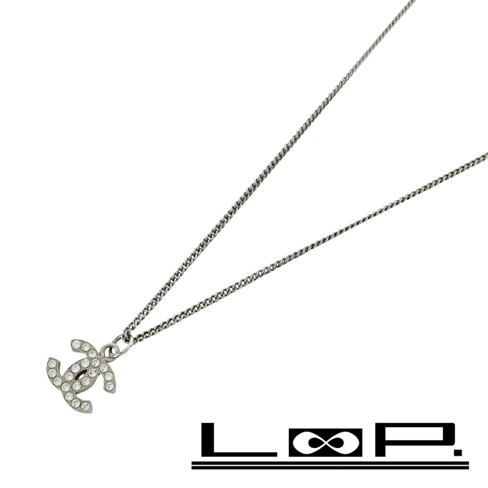 シャネル ■美品■ ココマーク ラインストーン ネックレス アクセサリー シルバー SS B10V 【614637】7 【中古】