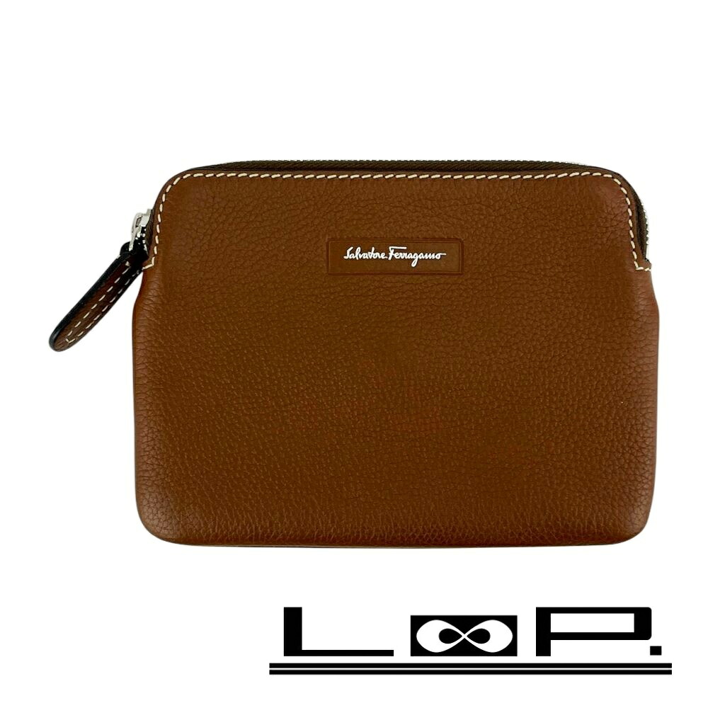 ◆SALE◆ フェラガモ ■未使用■ ポーチ 小物入れ マルチケース レザー ブラウン 【537943】11 【中古】