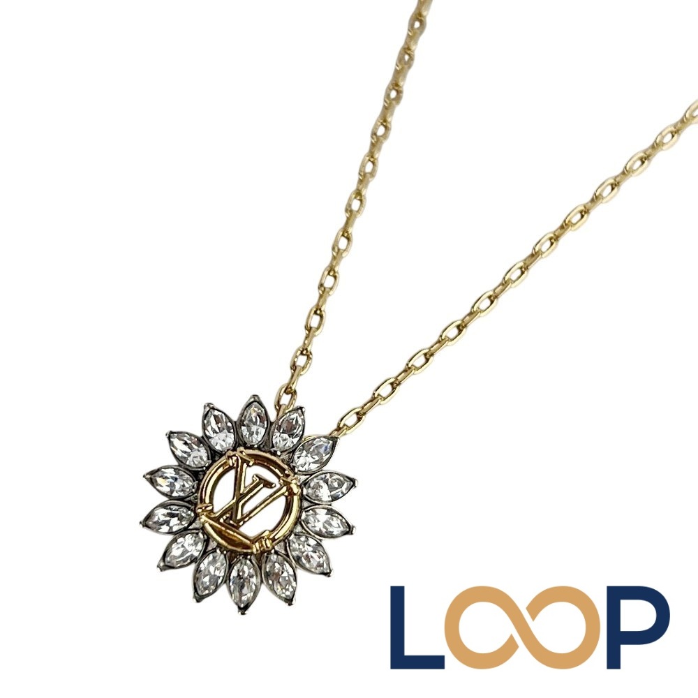 ルイヴィトン ■未使用■ コリエ LV スターライト ネックレス アクセサリー 花 ラインストーン GP ゴールド M80262【692543】13 【中古】｜LoopLand 店