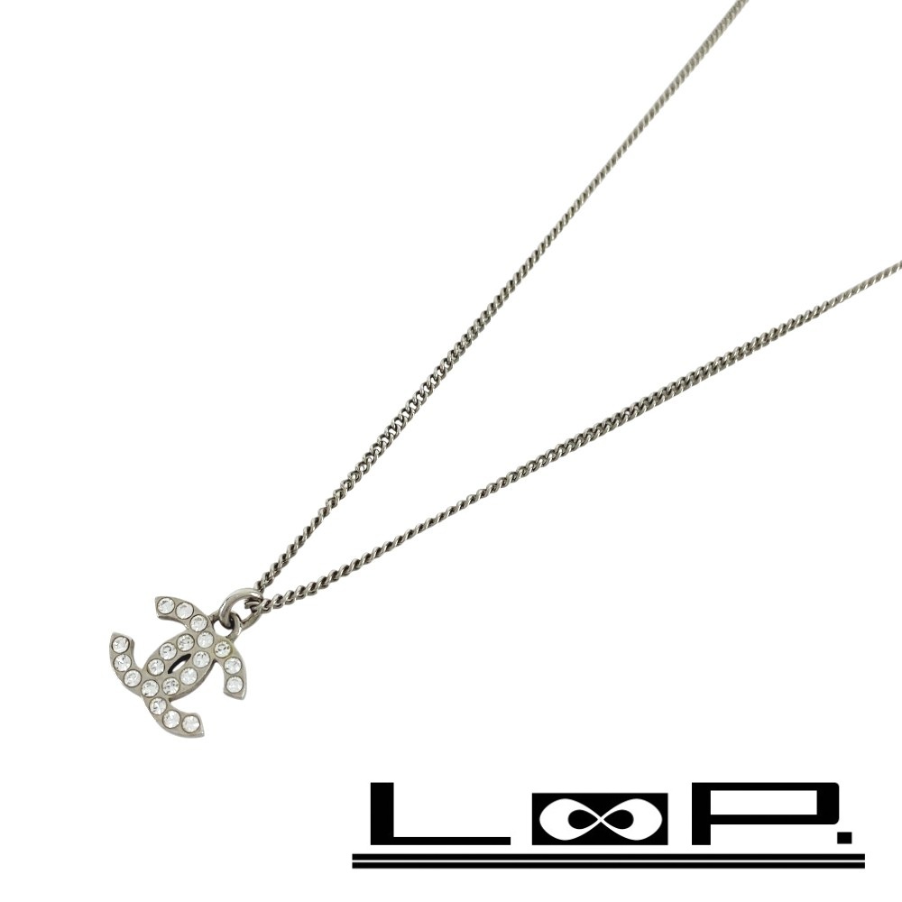 シャネル ■美品■ ココマーク ラインストーン ネックレス アクセサリー シルバー SS F13V 箱 【614644】7 【中古】