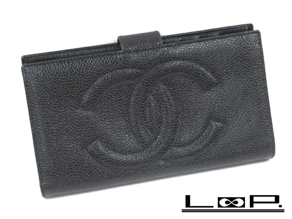 新しい CHANEL シャネル ココ 長財布 財布 サイフ ガマ口 キャビア