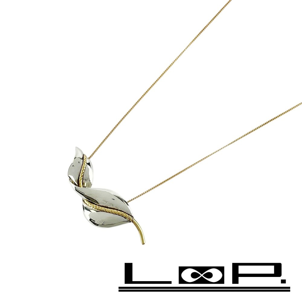 ◆SALE◆ ティファニー ■美品■ リーフ モチーフ ネックレス アクセサリー コンビ シルバー ゴールド SV925 K18 6.7g 【534546】11 【中古】