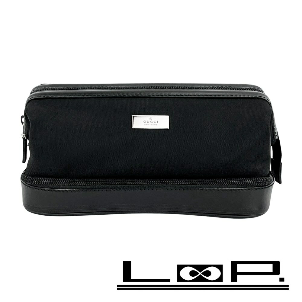 グッチ ■中古■ ポーチ 小物入れ ナイロン レザー ブラック 【558146】13 【中古】