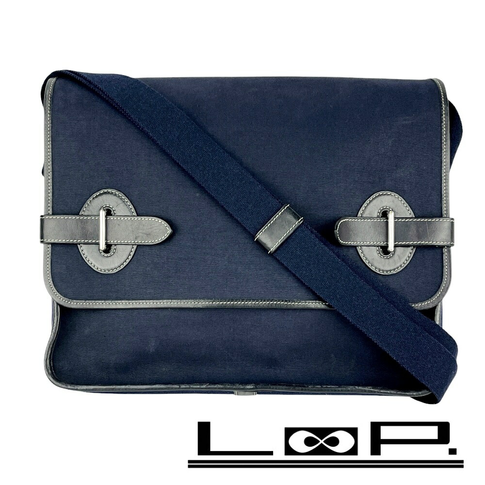 エルメス ■中古■ ブエナベンチュラPM ショルダー バッグ カバン キャンバス レザー ネイビー 【596650】5 【中古】｜LoopLand 店 50,028円