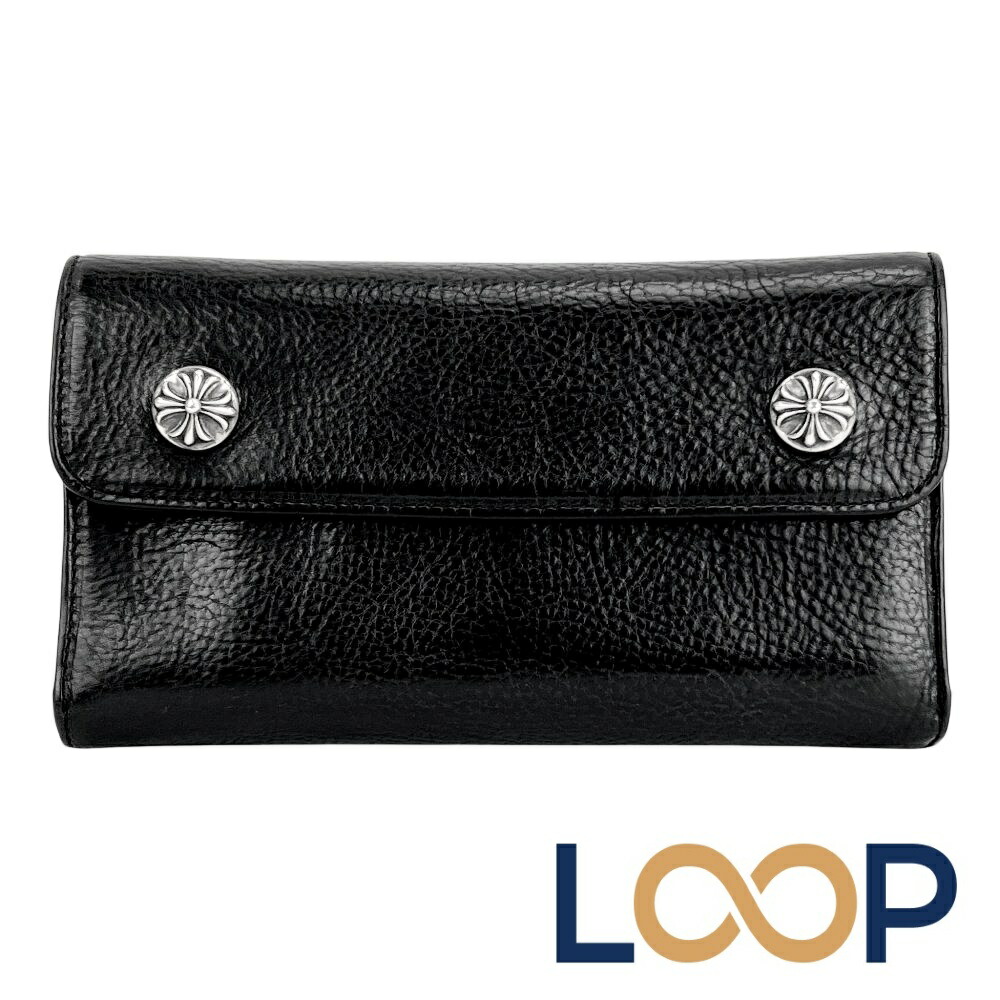 クロムハーツ ■美品■ 三つ折り 札入れ ウォレット なめし革 黒いこと【665950】13 【中古】