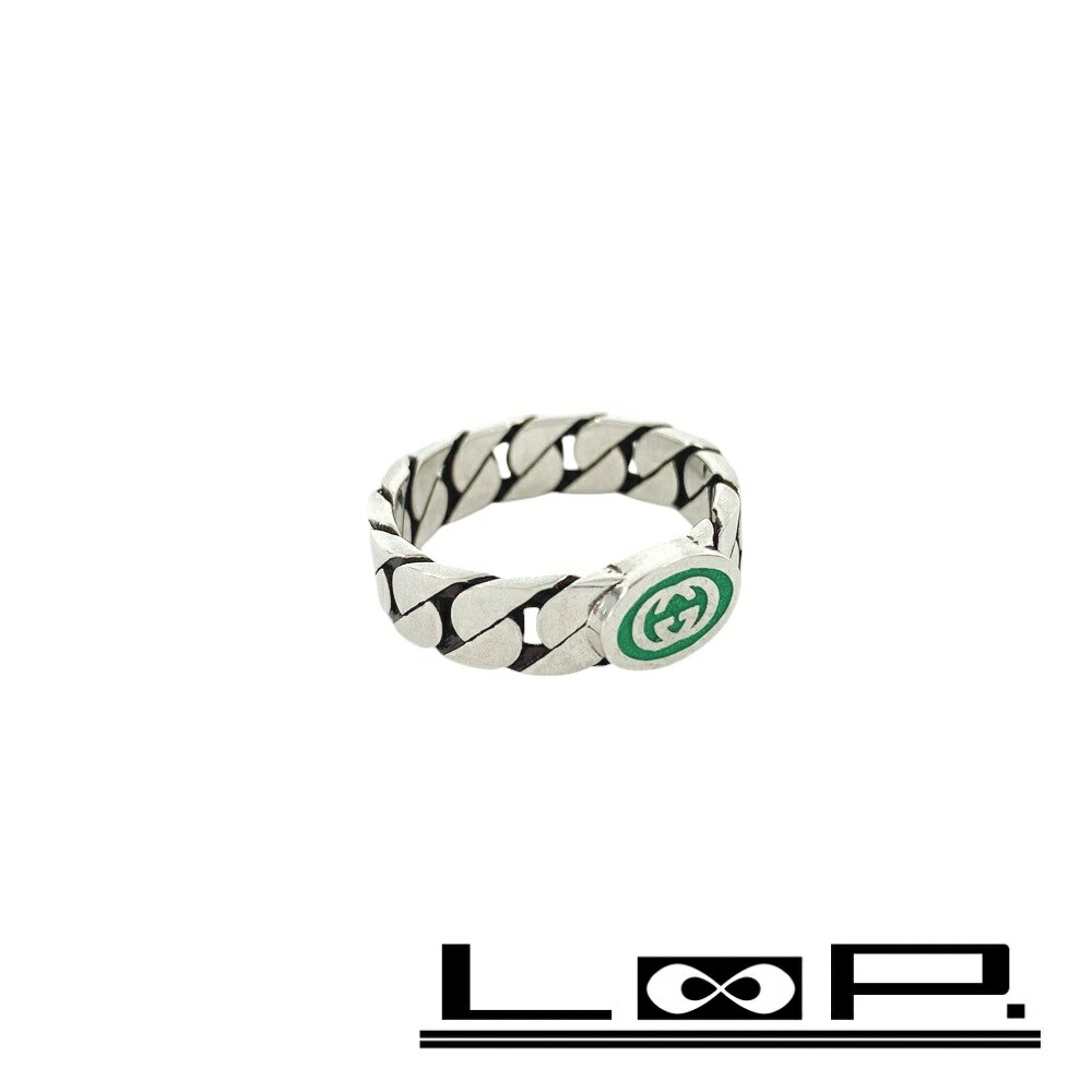 【美品】18.5号 グッチ インターロッキング G エナメル ターコイズリング ABランク】グッチ GUCCI インターロッキングG 645572_J8410_8136