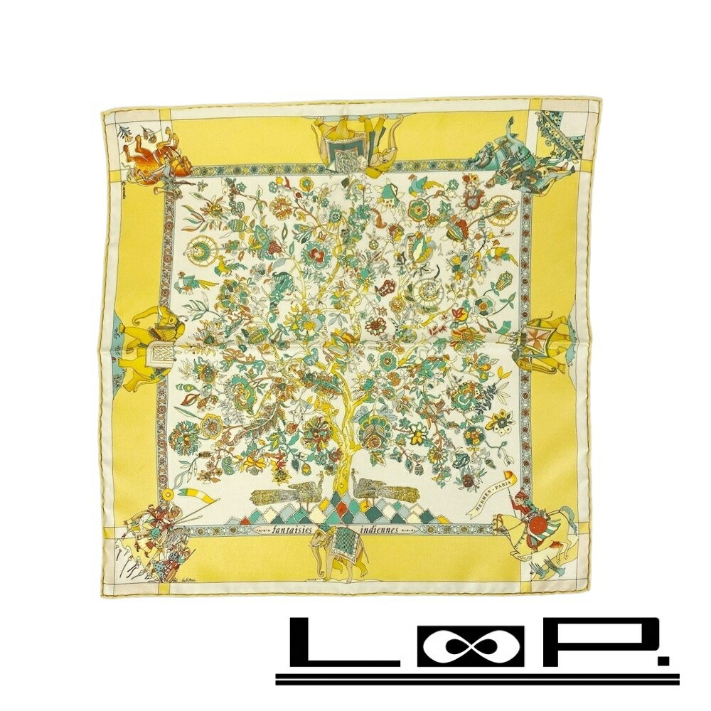 エルメス　アニマルバンダナ　河原シンスケ エルメス アニマル バンダナ フルール ペルレ スカーフ シルク