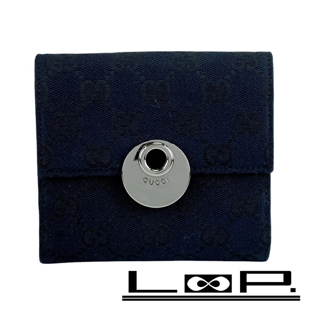 未使用✨ グッチ　折り財布　GG キャンバス　レザー　ブラック GUCCI グッチ クリスタル GG CRYSTAL GGキャンバス×レザー