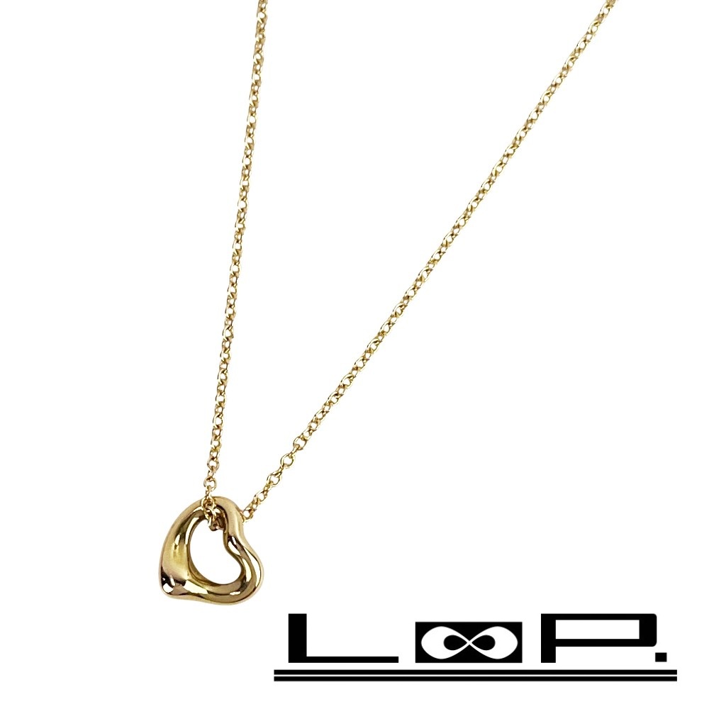 ティファニー ■美品■ オープンハート ネックレス アクセサリー K18 YG750 イエローゴールド 1.64g 【590559】13 【中古】