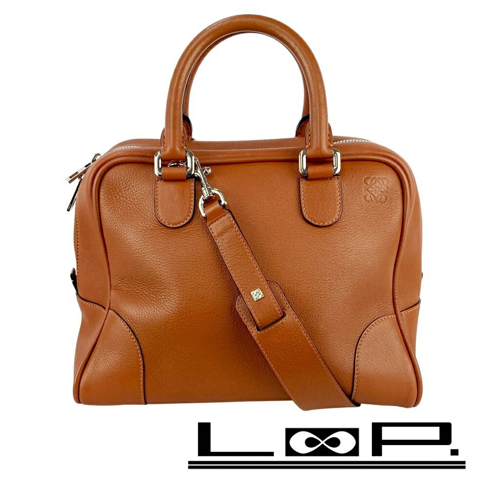 ◆SALE◆ ロエベ ■美品■ アマソナ 75 ミディアム 2WAY ハンド ショルダー バッグ レザー ブラウン【513060】8 【中古】
