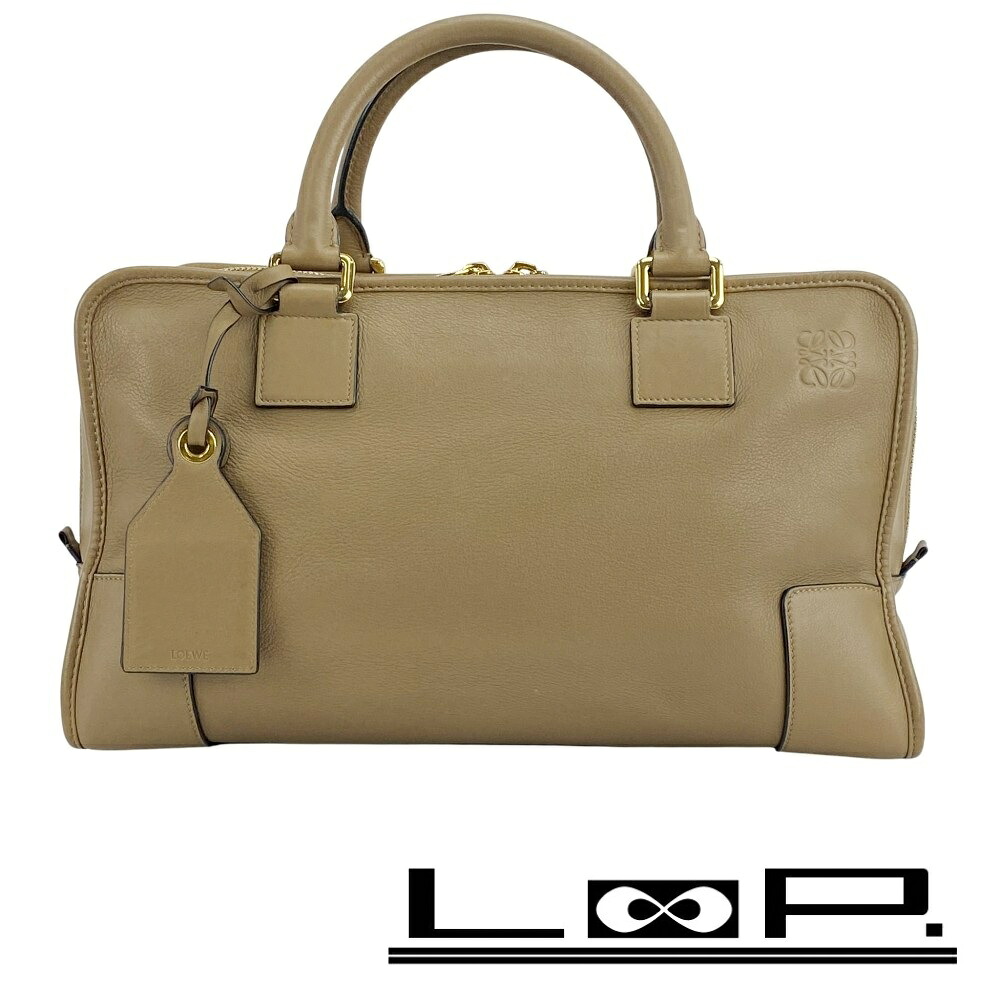 ◆SALE◆ ロエベ ■美品■ アマソナ 36 アナグラム ハンド バッグ レザー 金具ゴールド ブラウン 【462061】11 【中古】
