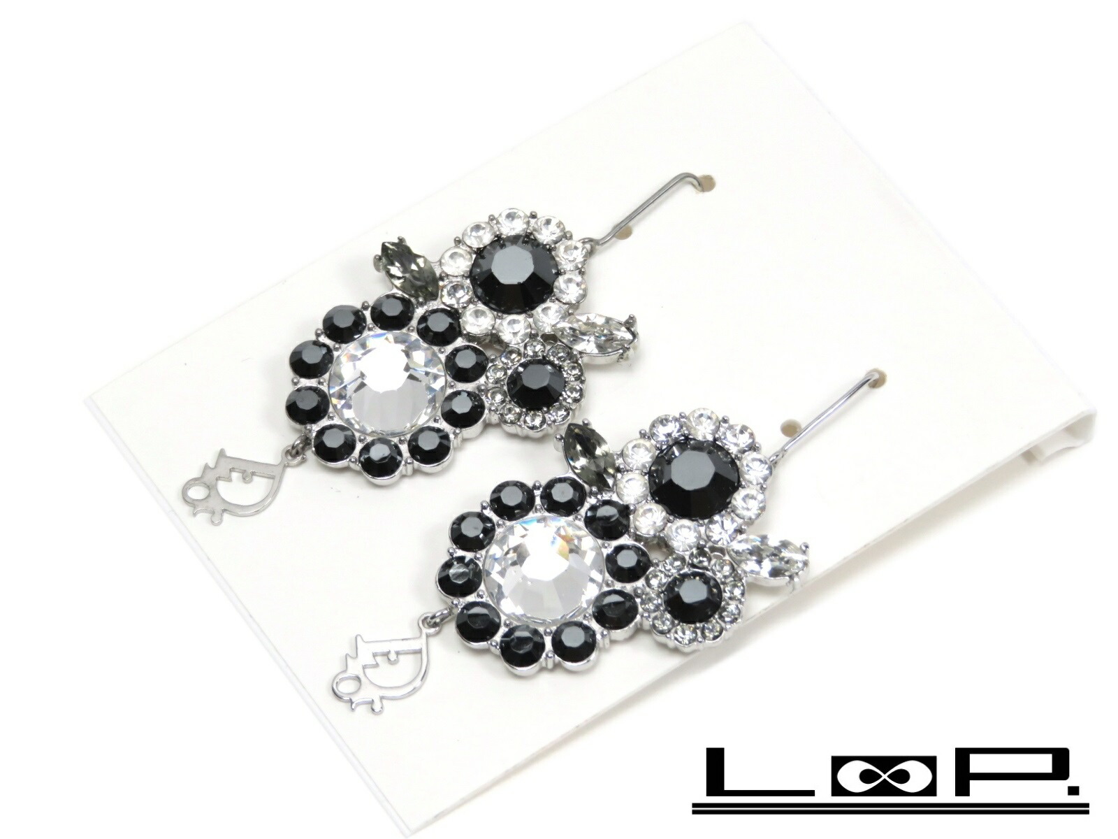 目新しい同 Dior クリスチャンディオール ピアス 佩び物 御盛り 花 径磐 岩 ビジュー 黒いこと 犯人 銀 5514 中古 Pghintheround Com