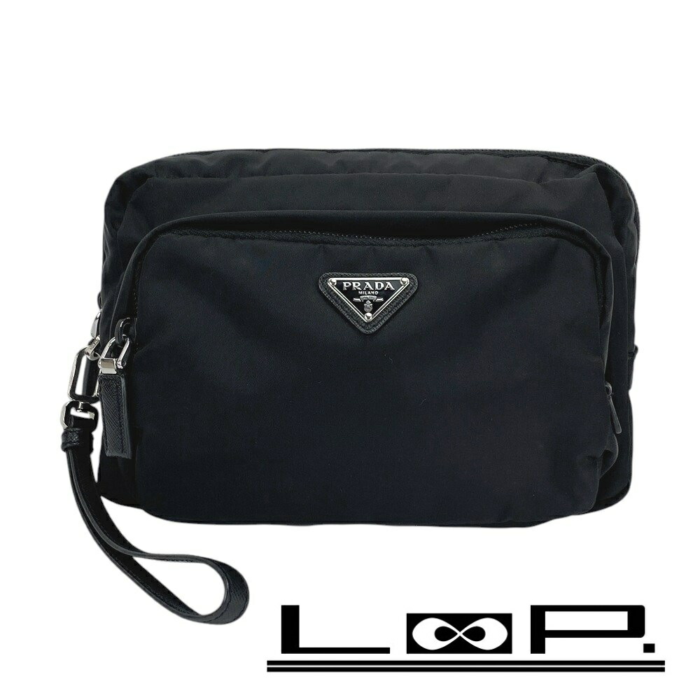 ◆SALE◆ プラダ ■美品■ ポーチ メイク 化粧 小物入れ ナイロン SS ブラック 【404269】1 【中古】