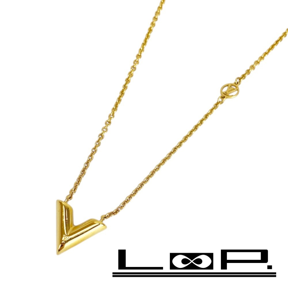 Louis Vuitton ゴールド ネックレス LOUIS VUITTON ルイ ヴィトン コリエ スクエアードLV ゴールド