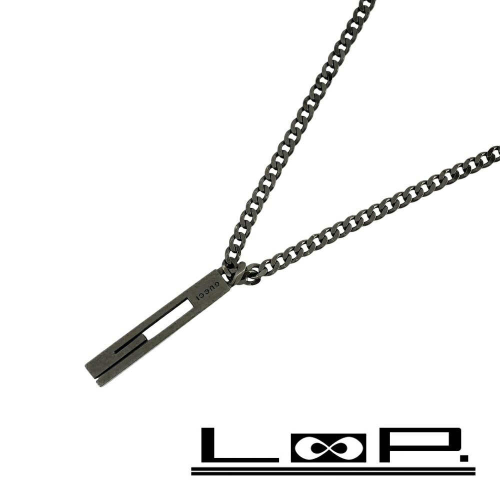 ◆SALE◆ グッチ ■美品■ カットアウト Ｇ ラージ ネックレス ペンダント アクセサリー ブラック SV 925 ブラックコーティング 【526787】11 【中古】