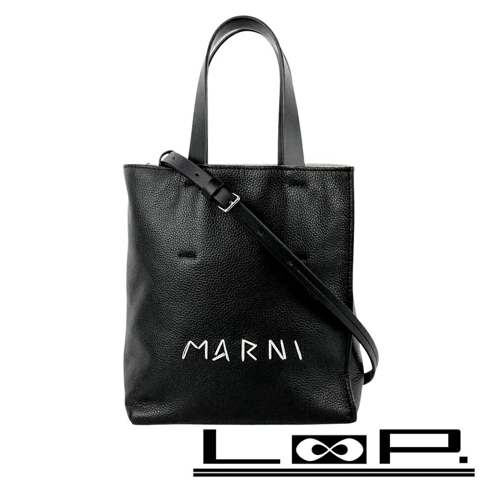 マルニ ■新同■ 2WAY ハンド ショルダー バッグ カバン レザー ブラック 【605987】13 【中古】