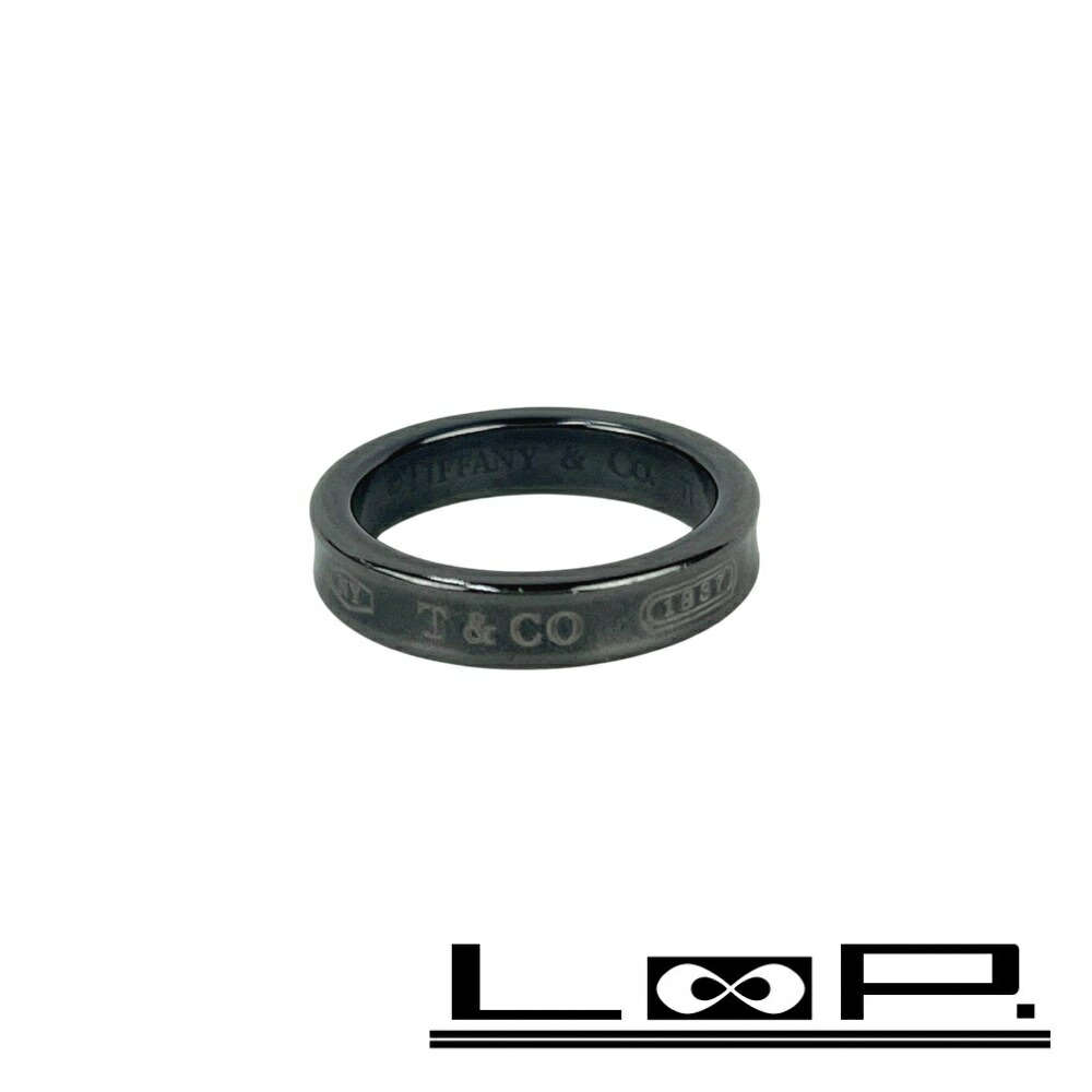 極美品Tiffanyブラックチタンナローリング12.5ほぼ未使用 美品 お勧めTiffanyブラックチタンナローリング12.5ほぼ未使用