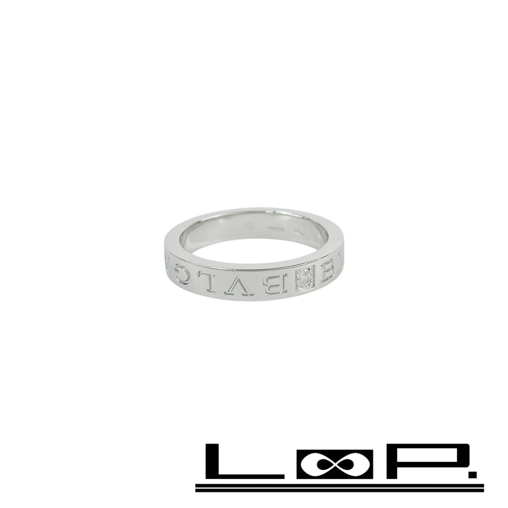 ブルガリ ■新同■磨き済■ ダブルロゴ リング 指輪 アクセサリー 1PD ホワイトゴールド K18 750WG ダイヤ 約16号 約7.2g 【562693】11 【中古】