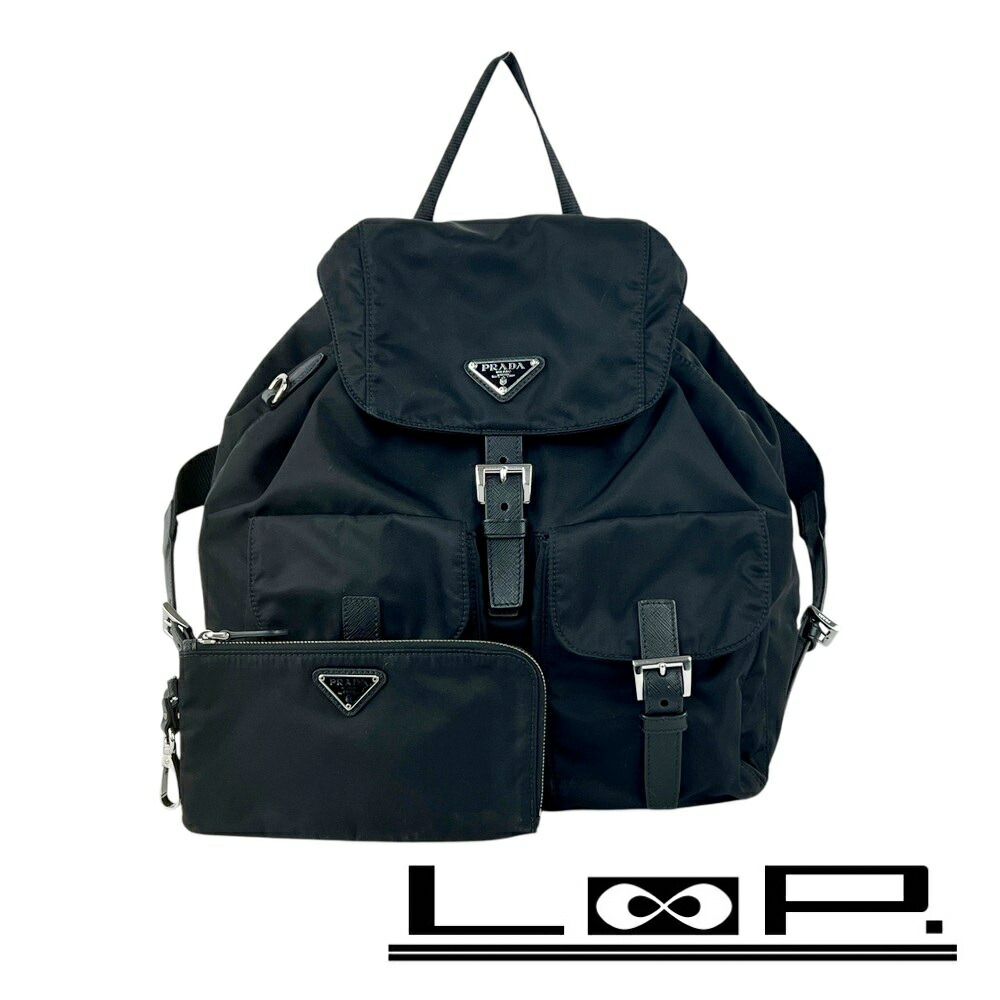プラダ ■美品■ Re-Nylon 背嚢 うしろ側容器に並べる 並み並み 合切袋付き添い人 テスート ナイロン 黒いこと 1BZ811 【661594】5 【中古】